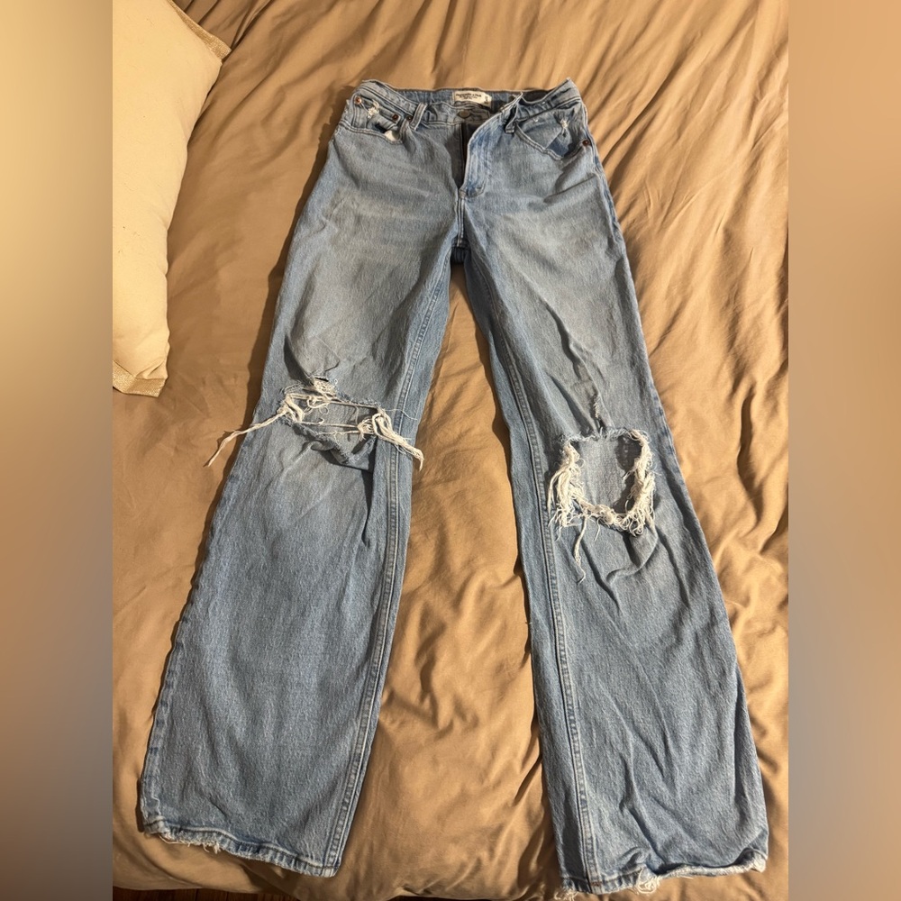 Abercrombie & Fitch Light Blue Distressed Jeans